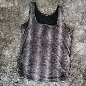 Maurices Shimmer Sparkle Tank Black Grey Silver White Ombre Size 1X